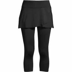 Lands' End Women's Plus Size Chlorine Resistant High Waisted Modest Swim Leggings With UPF 50 Sun Protection