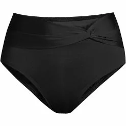 Lands' End Women's Chlorine Resistant Twist Front Retro High Waisted Bikini Swim Bottoms