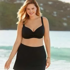 Lands' End Women's Plus Size Chlorine Resistant Twist Front Underwire Bikini Swimsuit Top Adjustable Straps