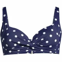 Lands' End Women's Plus Size Chlorine Resistant Twist Front Underwire Bikini Swimsuit Top Adjustable Straps