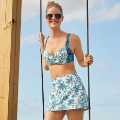 Lands' End Women's Chlorine Resistant Tummy Control Swim Skirt Swim Bottoms Print