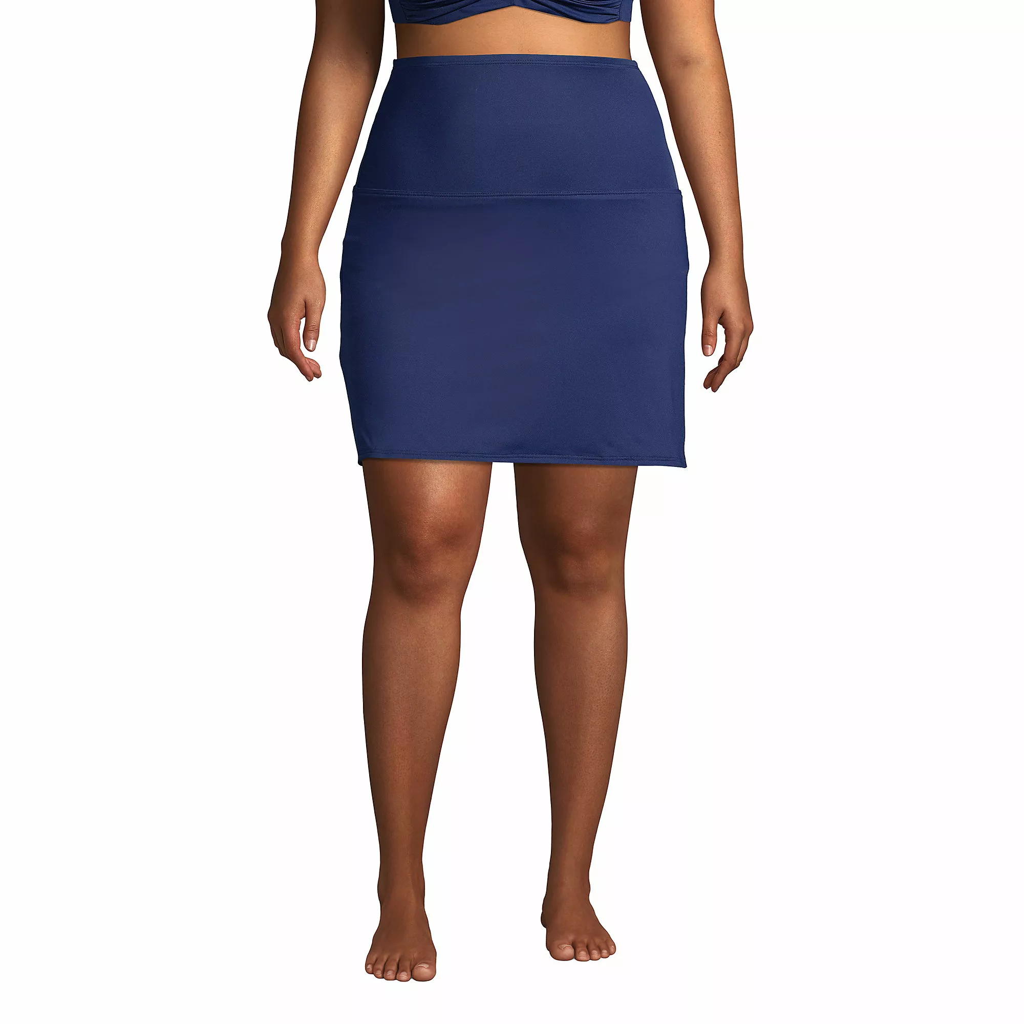 Lands' End Women's Plus Size Chlorine Resistant Tummy Control Ultra High Waisted Modest Swim Skirt Swim Bottoms - Image 3