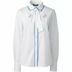 Lands' End Women's Tie Neck Blouse