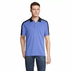 Lands' End Men's Short Sleeve Color Block Polyester Polo Shirt