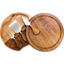 Picnic Time Wooden Brie Cheese Cutting Board With Tools