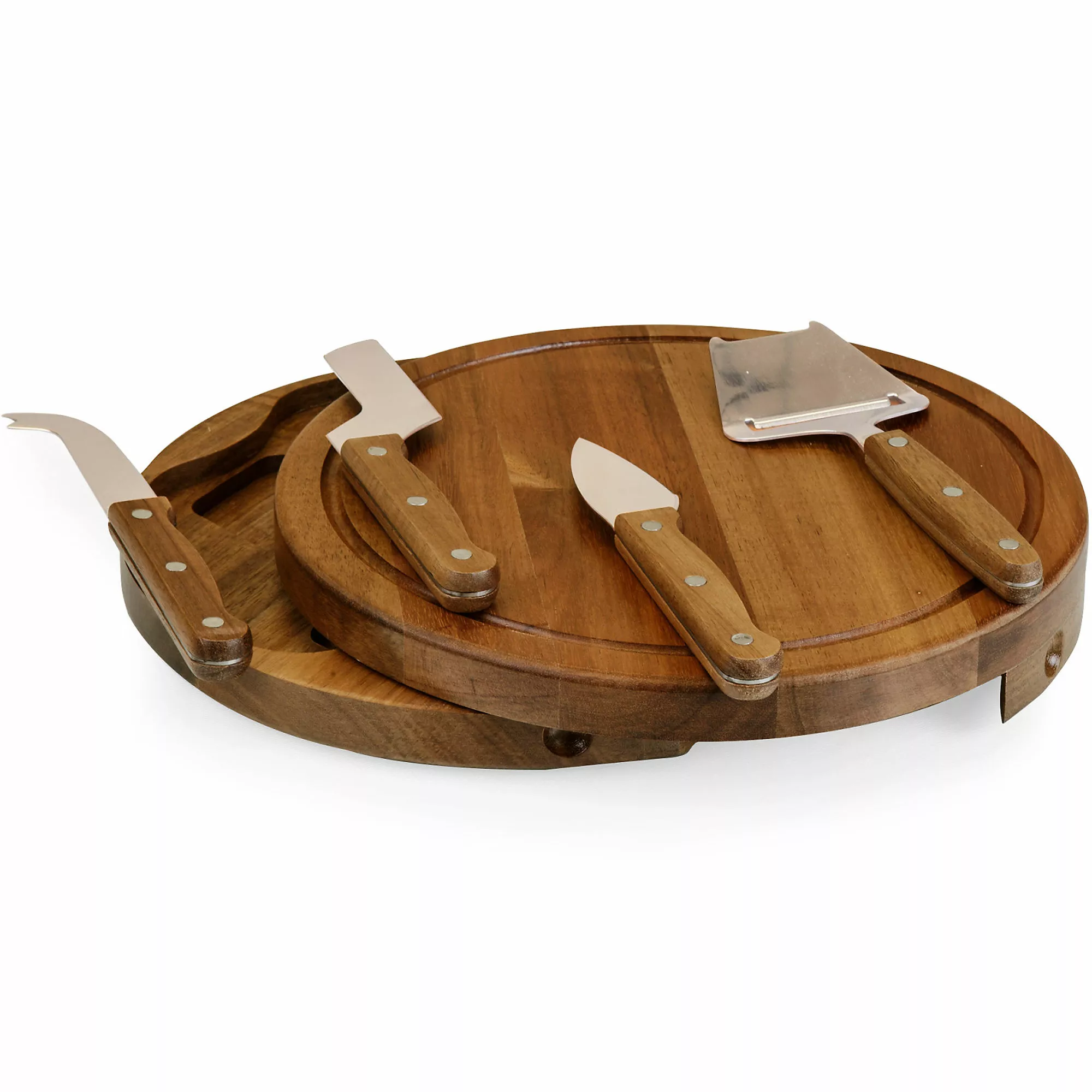 Picnic Time Round Wooden Cheese Cutting Board With Tools - Image 4