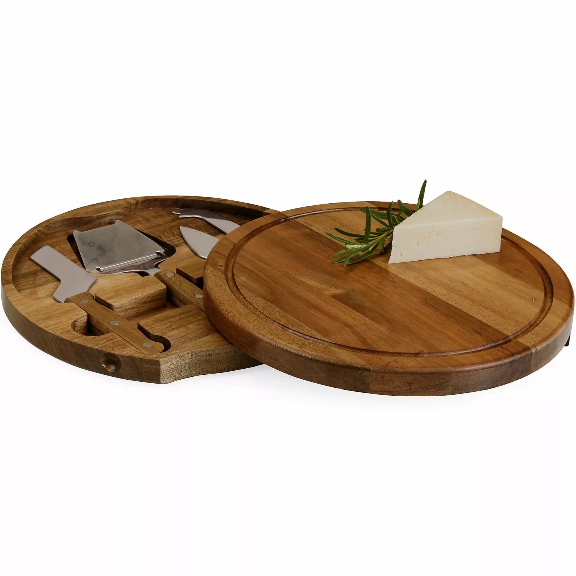 Picnic Time Round Wooden Cheese Cutting Board With Tools - Image 5