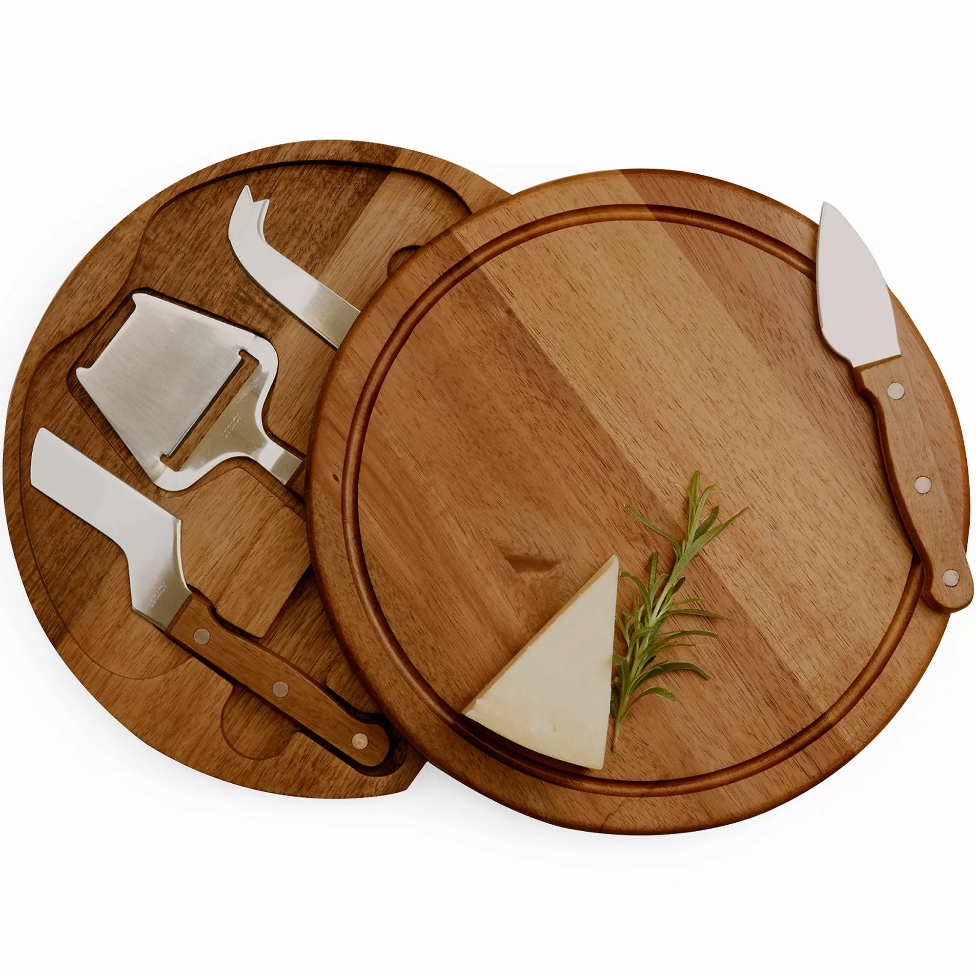 Picnic Time Round Wooden Cheese Cutting Board With Tools - Image 3
