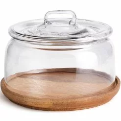 Napa Home And Garden Adrien Wood Tray With Glass Cloche