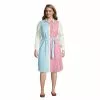 Lands' End Women's Plus Size Long Sleeve Seersucker Button Front Shirt Dress