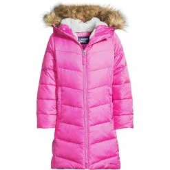 Lands' End Girls Winter Fleece Lined Down Alternative ThermoPlume Coat