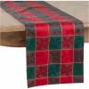 Saro Lifestyle Christmas Holly Plaid 14 X 72 Table Runner