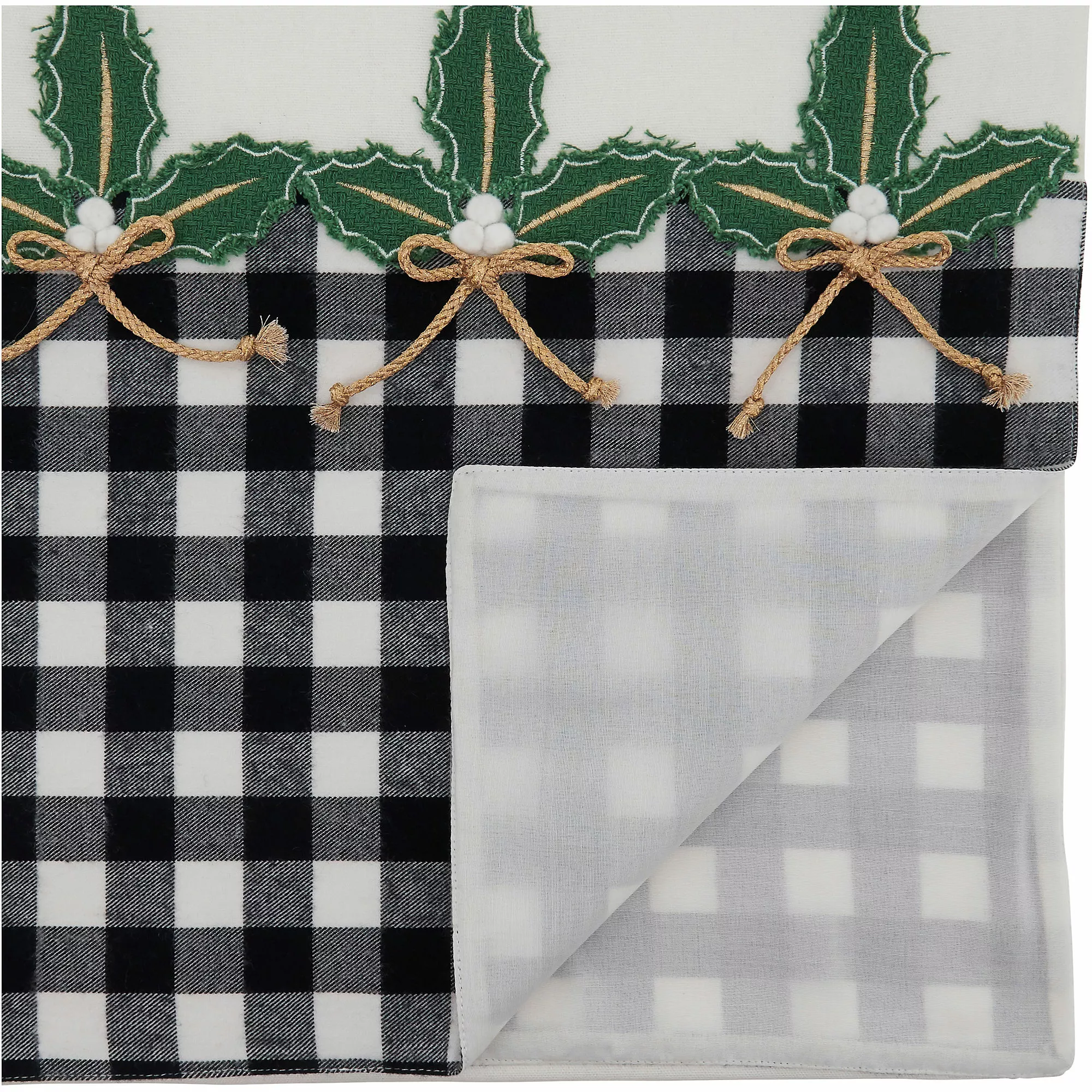 Saro Lifestyle Holly Buffalo Plaid Christmas Table Runner - Image 2