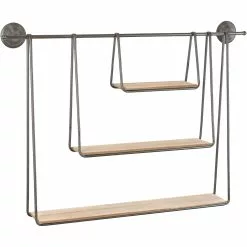 Kalalou Wood And Metal Triple Hanging Shelf