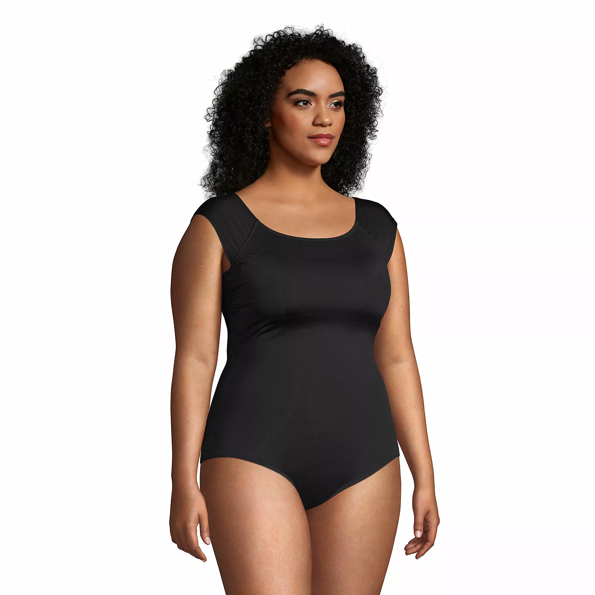 Lands' End Women's Plus Size Chlorine Resistant Tummy Control Cap Sleeve X-Back One Piece Swimsuit - Image 4