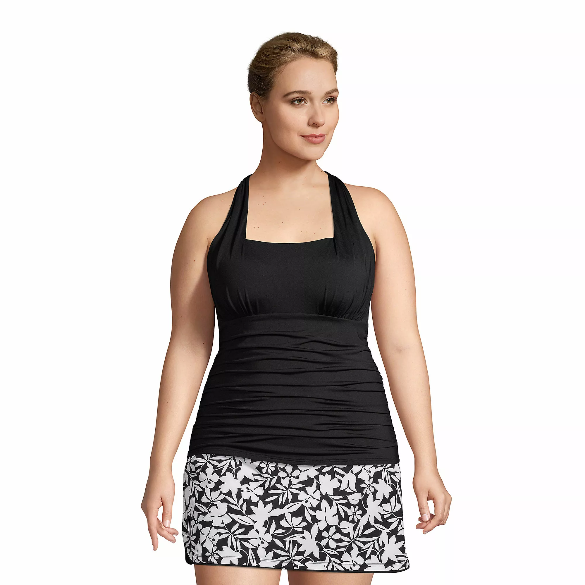 Lands' End Women's Plus Size Chlorine Resistant Square Neck Halter Tankini Swimsuit Top - Image 3