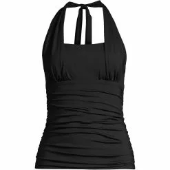 Lands' End Women's Plus Size Chlorine Resistant Square Neck Halter Tankini Swimsuit Top