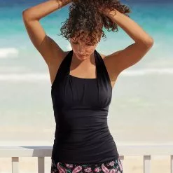 Lands' End Women's Chlorine Resistant Square Neck Halter Tankini Swimsuit Top