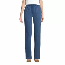 Lands' End Women's Sport Knit Denim High Rise Elastic Waist Pull On Pants