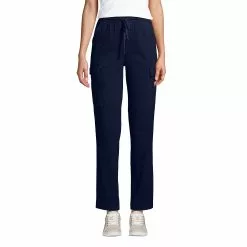 Lands' End Women's Sport Knit Denim High Rise Cargo Ankle Pants