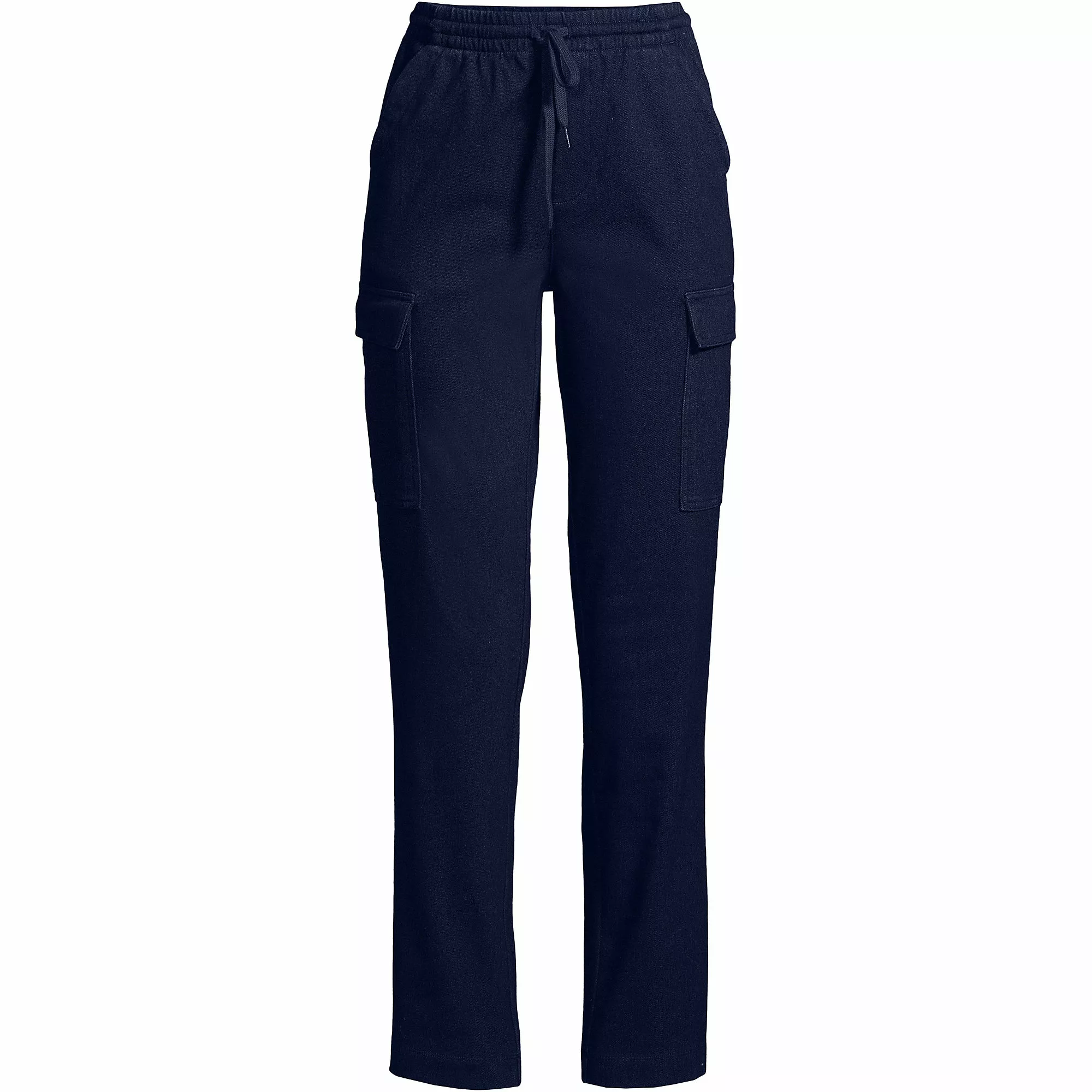 Lands' End Women's Sport Knit Denim High Rise Cargo Ankle Pants - Image 5