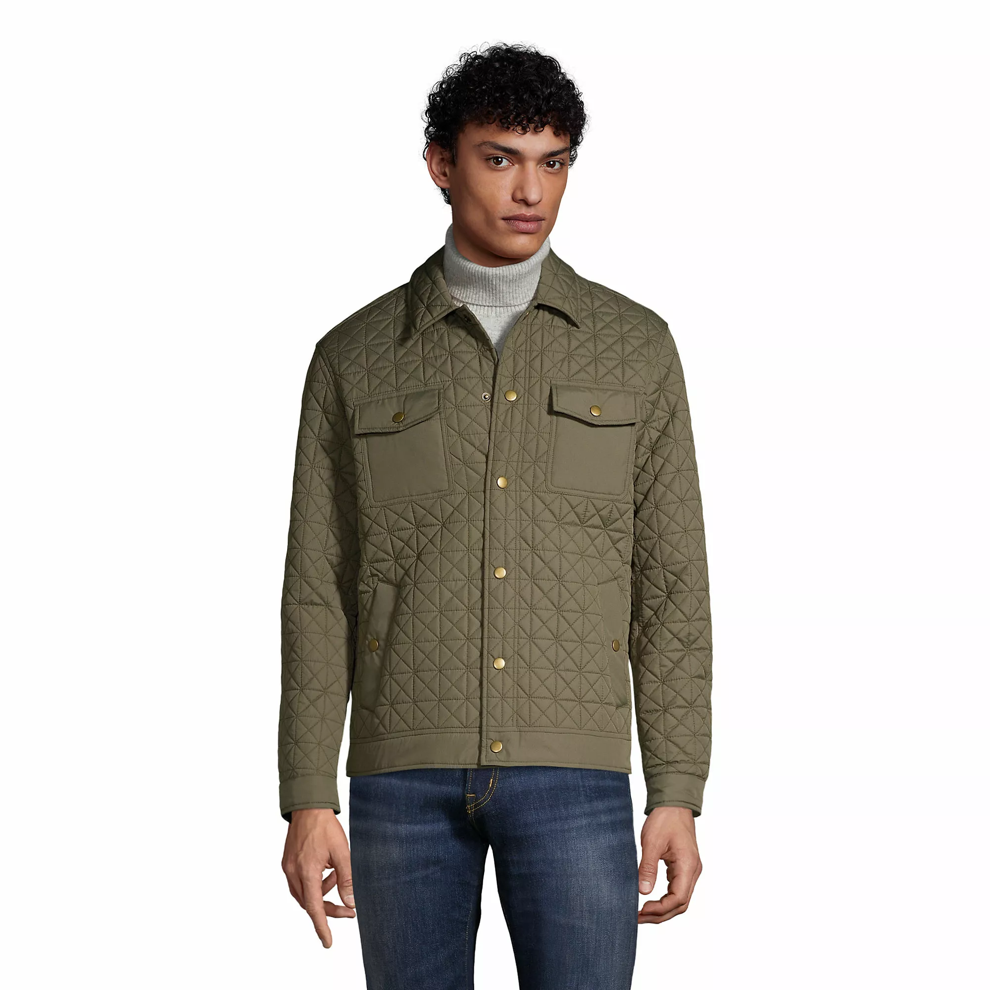 Lands' End Men's Insulated Primaloft Eco Quilted Shirt Jacket