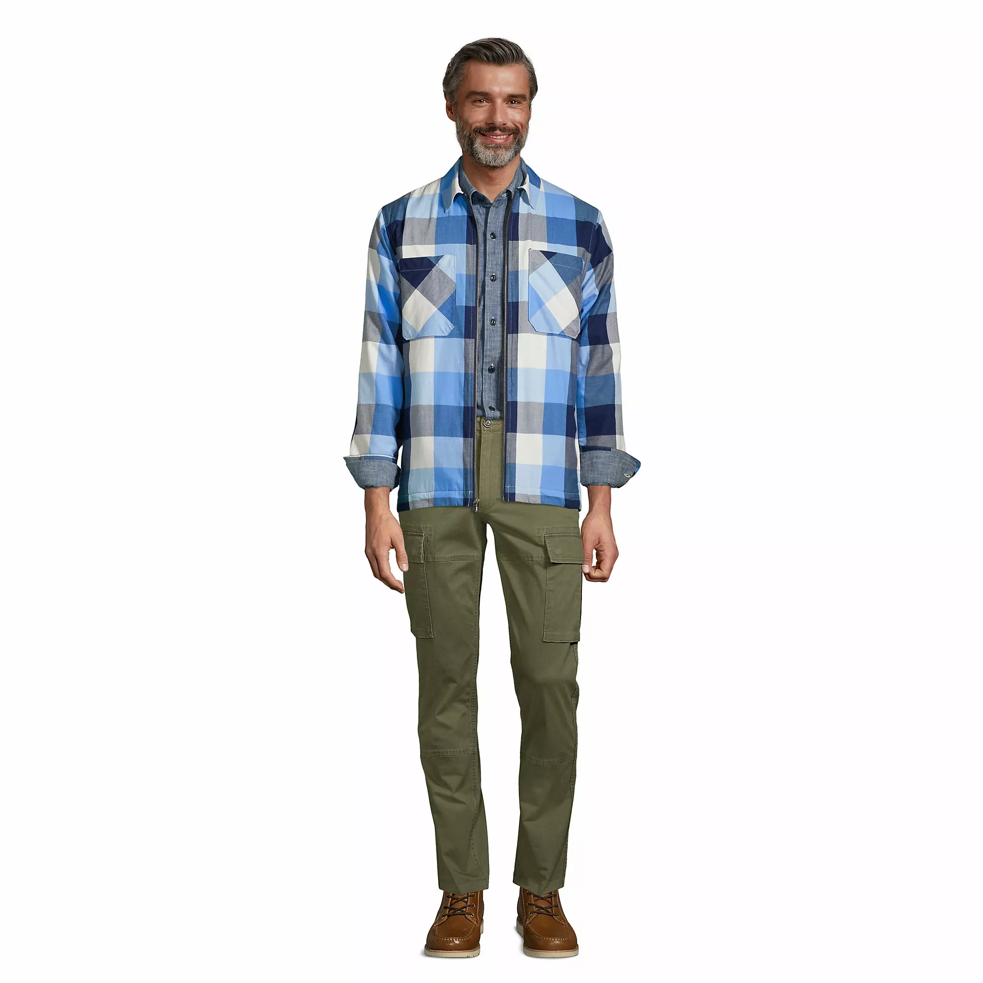 Lands' End Men's Waffle-Lined Flannel Shirt Jacket - Image 4