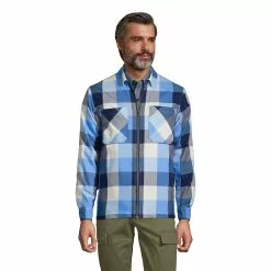 Lands' End Men's Waffle-Lined Flannel Shirt Jacket