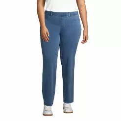 Lands' End Women's Plus Size Starfish Elastic Waist Knit Jeans Mid Rise