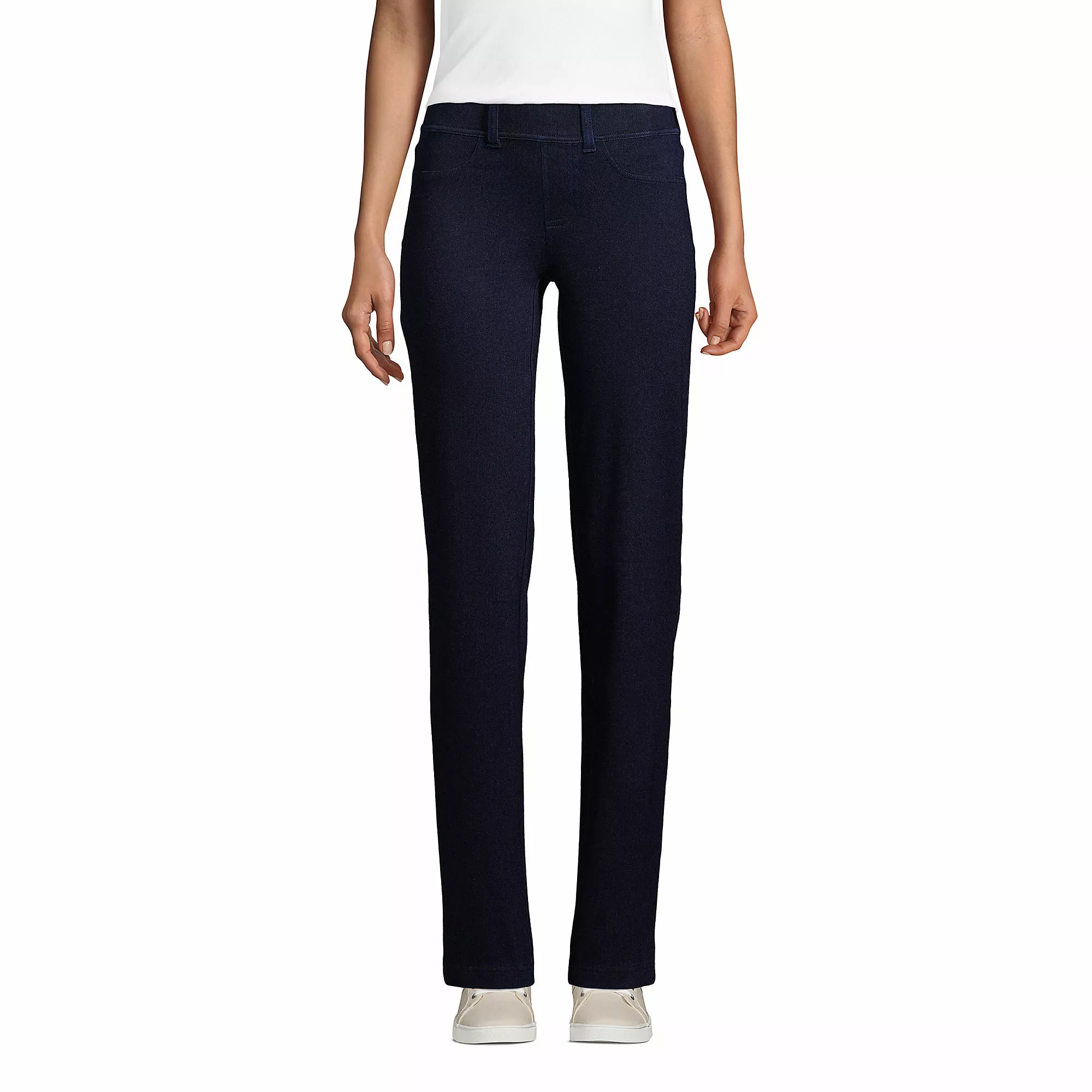 Lands' End Women's Starfish Elastic Waist Knit Jeans Mid Rise