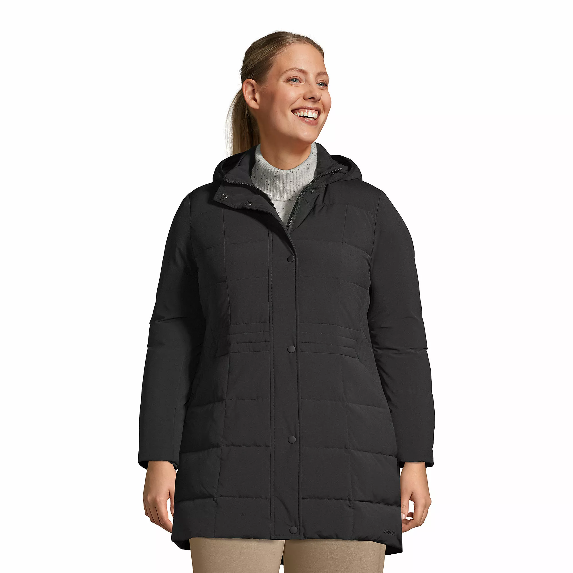 Lands' End Women's Plus Size Quilted Stretch Down Coat