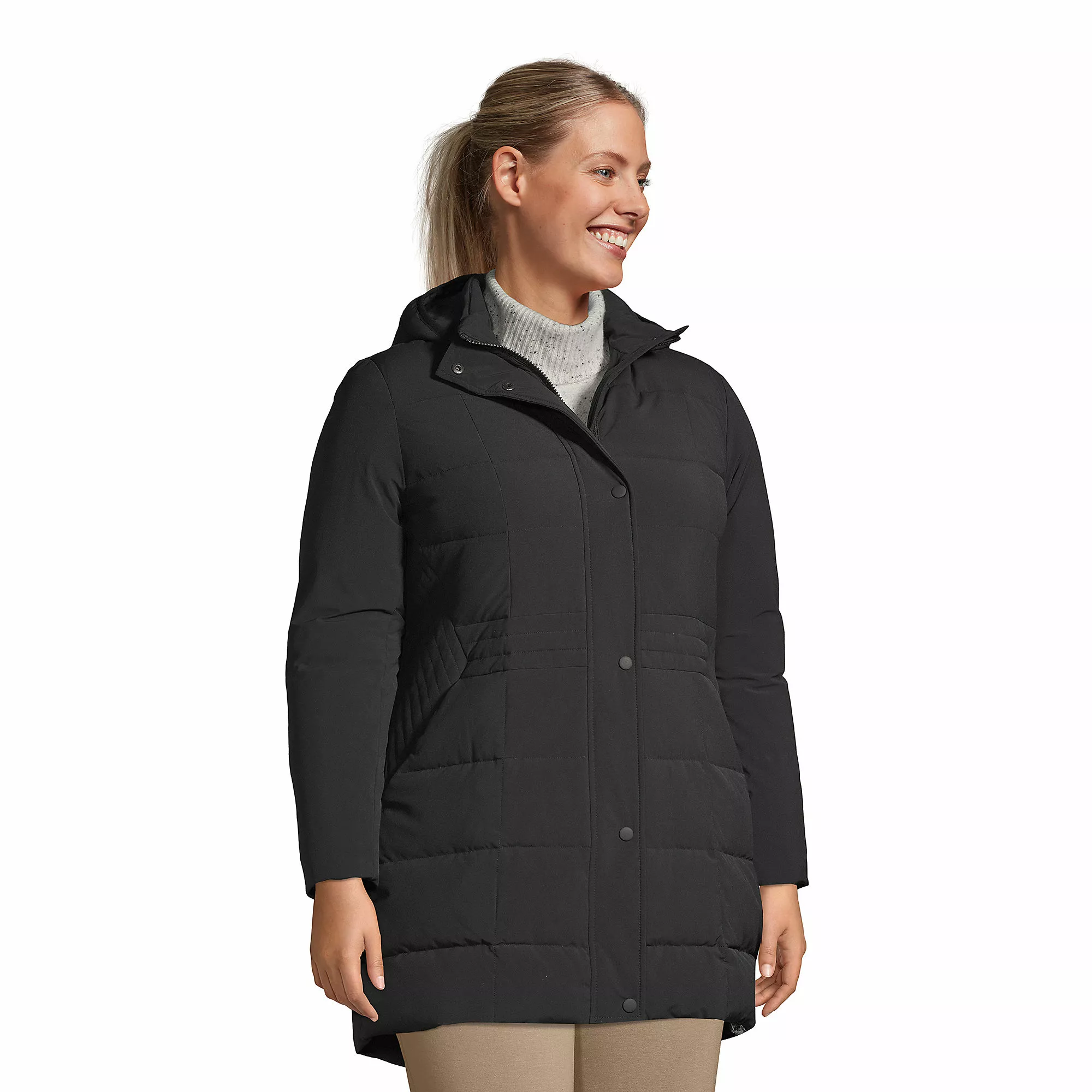 Lands' End Women's Plus Size Quilted Stretch Down Coat - Image 3