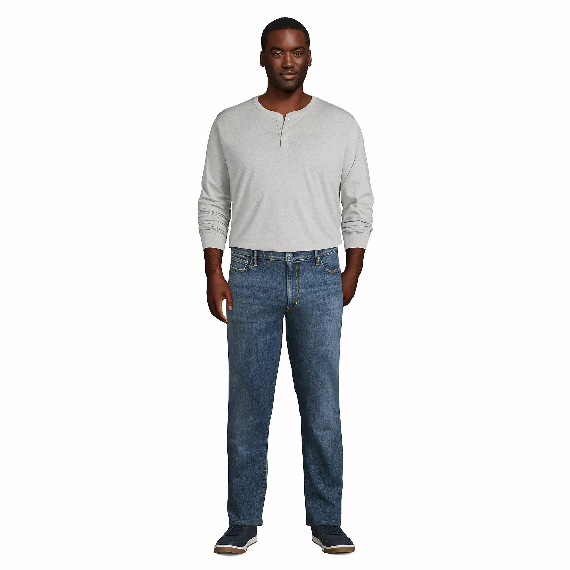 Lands' End Men's Big And Tall Super-T Long Sleeve Henley Shirt - Image 3