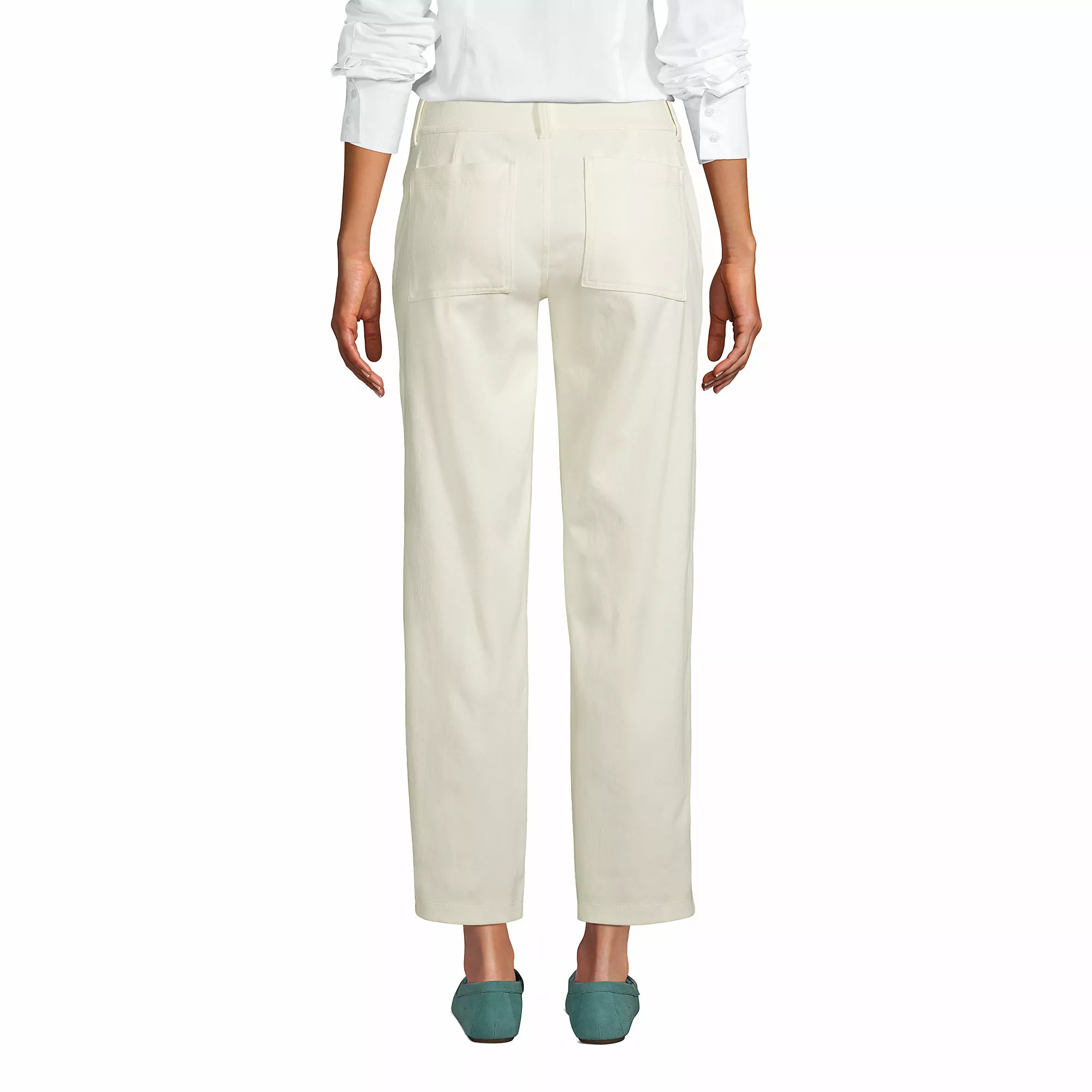 Lands' End Women's Petite Starfish Mid Rise Elastic Waist Pull On Utility Jean Ankle Pants - Image 2