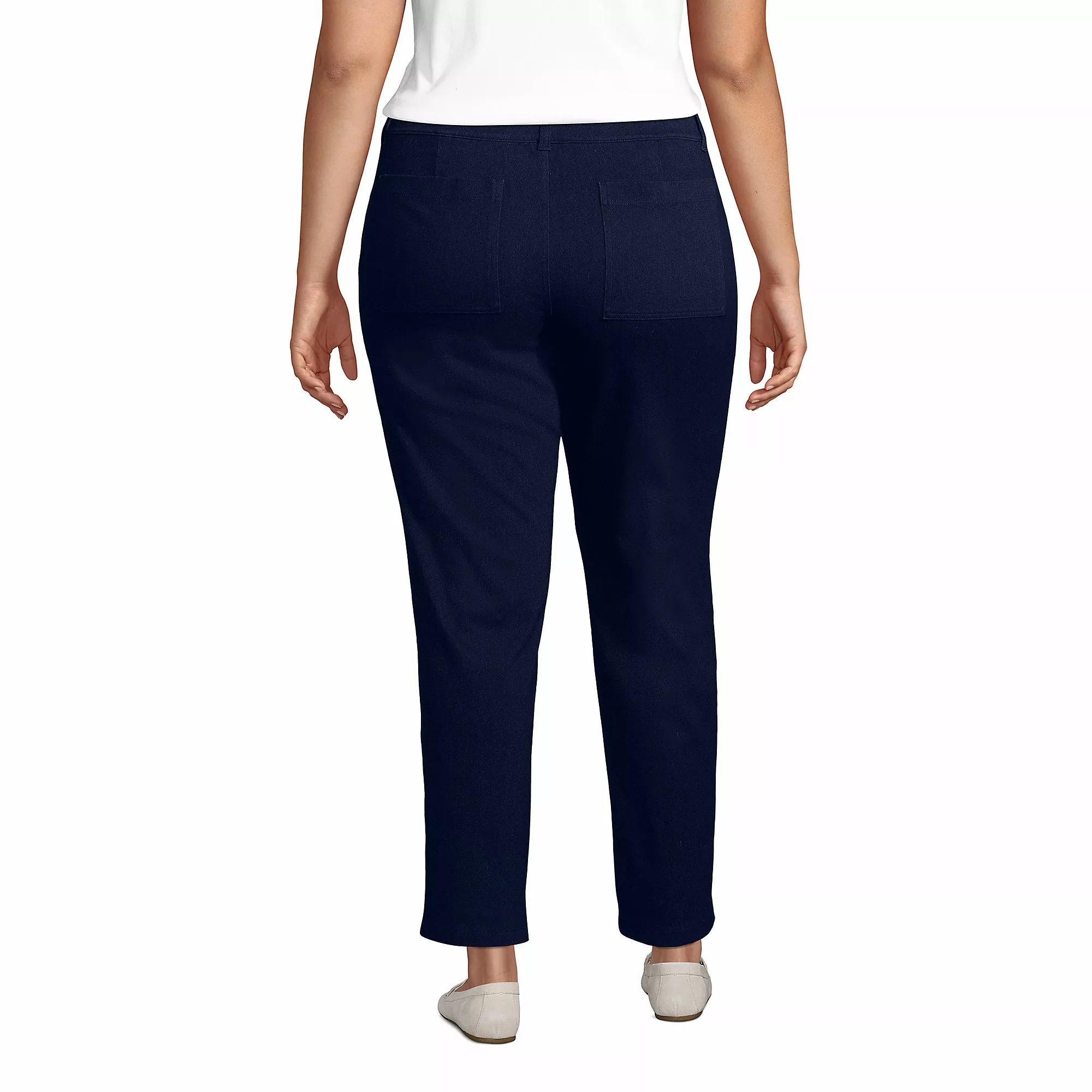 Lands' End Women's Plus Size Starfish Mid Rise Elastic Waist Pull On Utility Jean Ankle Pants - Image 2