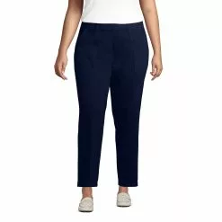 Lands' End Women's Plus Size Starfish Mid Rise Elastic Waist Pull On Utility Jean Ankle Pants