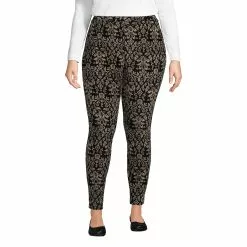 Lands' End Women's Plus Size Sport Knit High Rise Corduroy Leggings Print