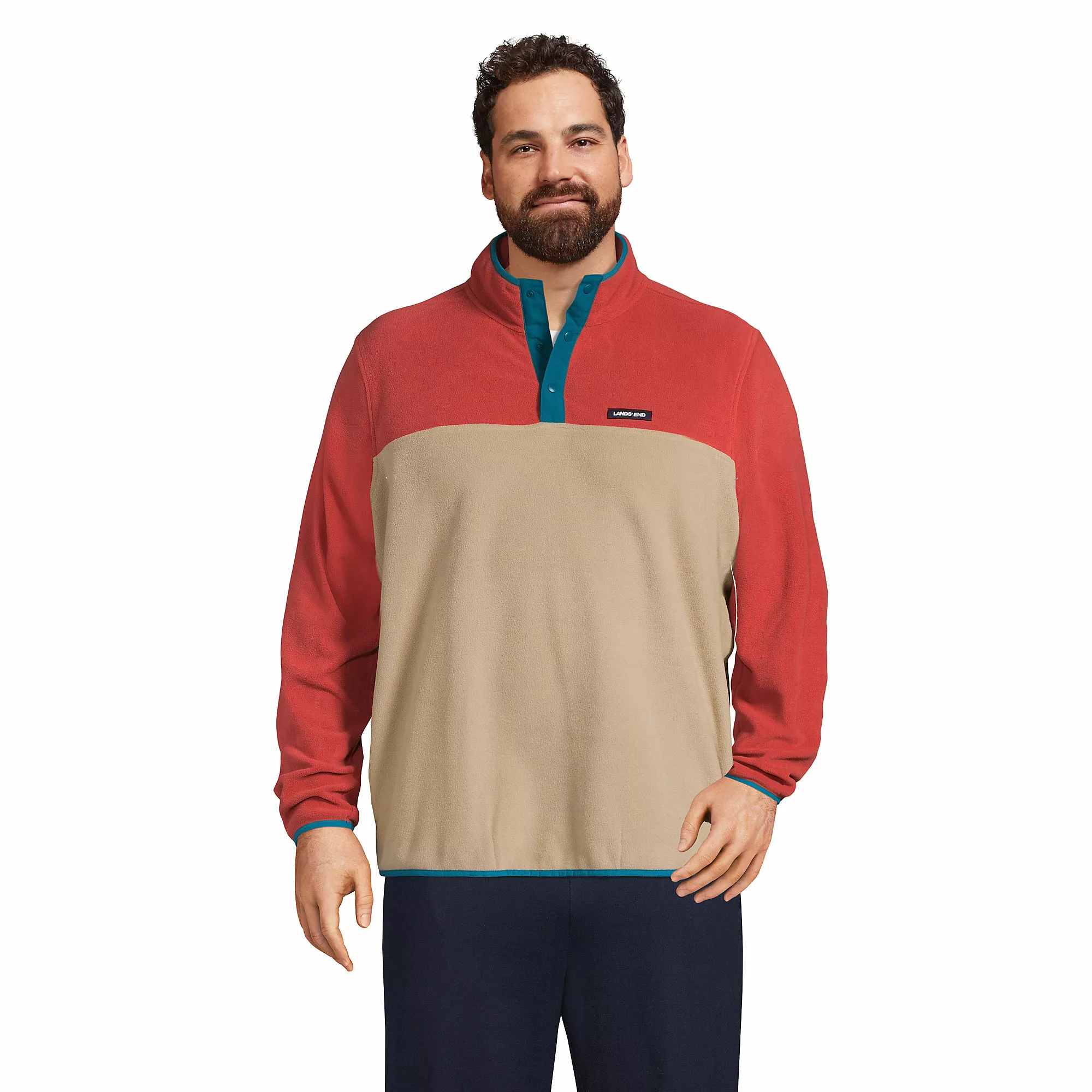 Lands' End Men's Big And Tall Heritage Fleece Snap Neck Pullover