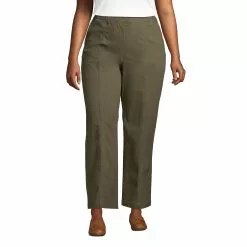 Lands' End Women's Plus Size High Rise Pull On Wide Leg Chino Ankle Pants