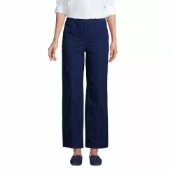 Lands' End Women's High Rise Pull On Wide Leg Chino Ankle Pants