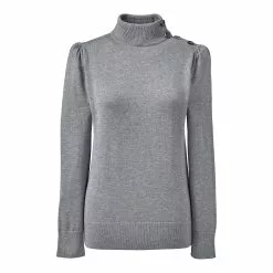 Lands' End Women's Buttoned Shoulder Mock Neck Sweater