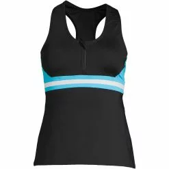 Lands' End Women's Plus Size Chlorine Resistant Zip Front Tankini Swimsuit Top