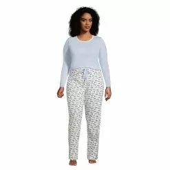 Draper James X Lands' End Women's Plus Size Knit Pajama Set Long Sleeve T-Shirt And Pants