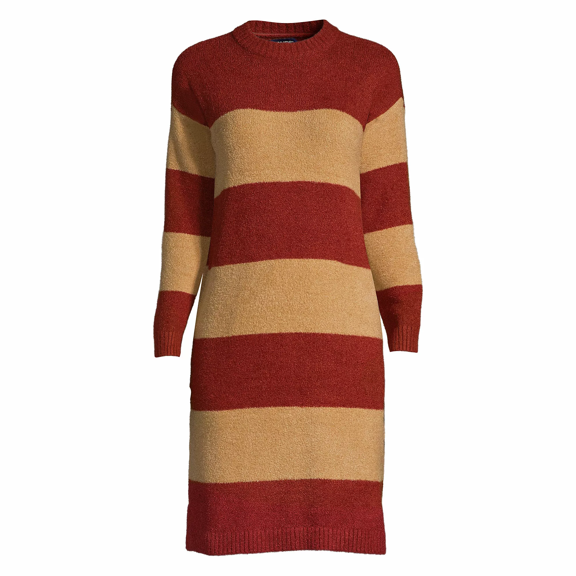 Lands' End Women's Plus Size Lounge Crew Neck Slounge Dress - Stripe - Image 4