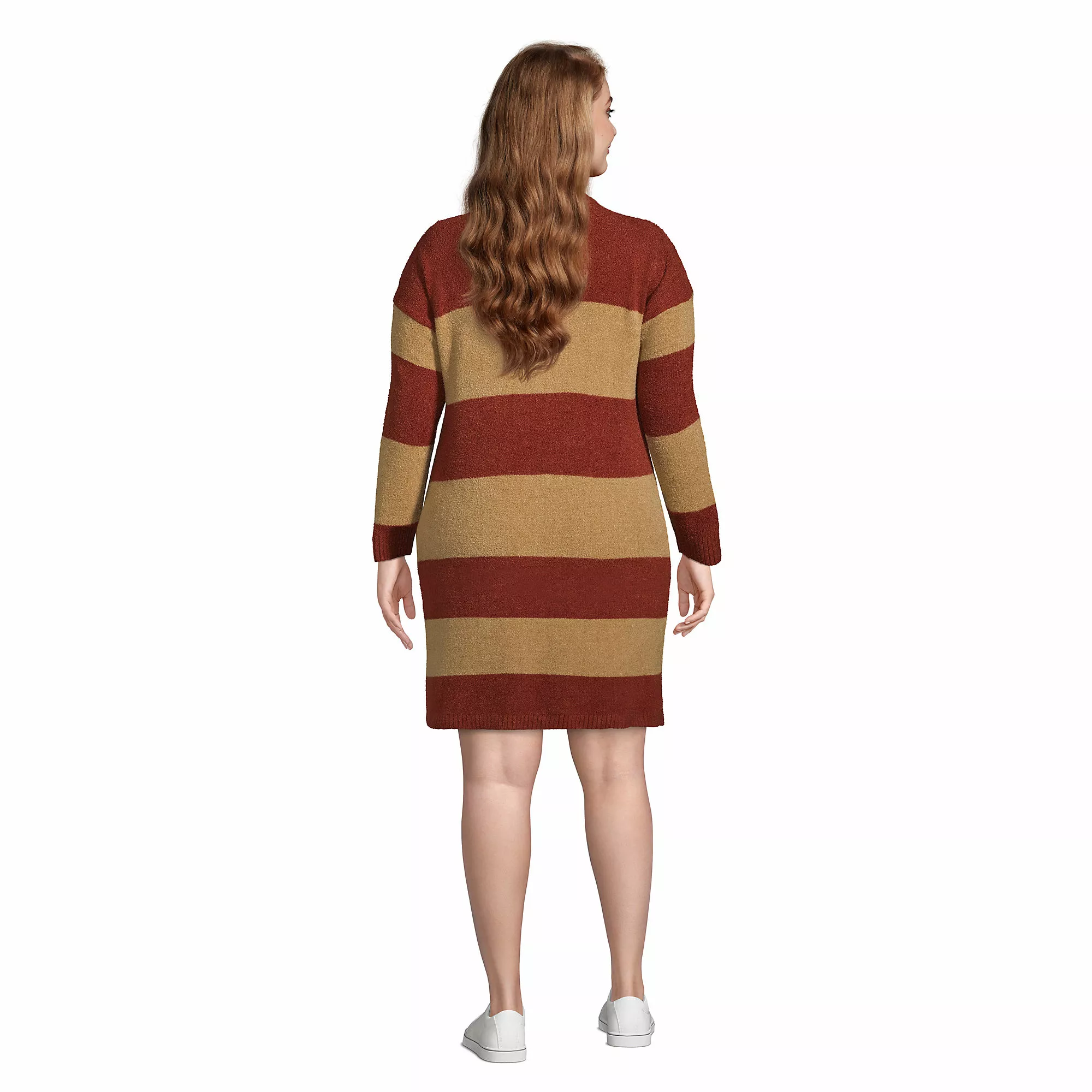 Lands' End Women's Plus Size Lounge Crew Neck Slounge Dress - Stripe - Image 3