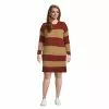 Lands' End Women's Plus Size Lounge Crew Neck Slounge Dress - Stripe