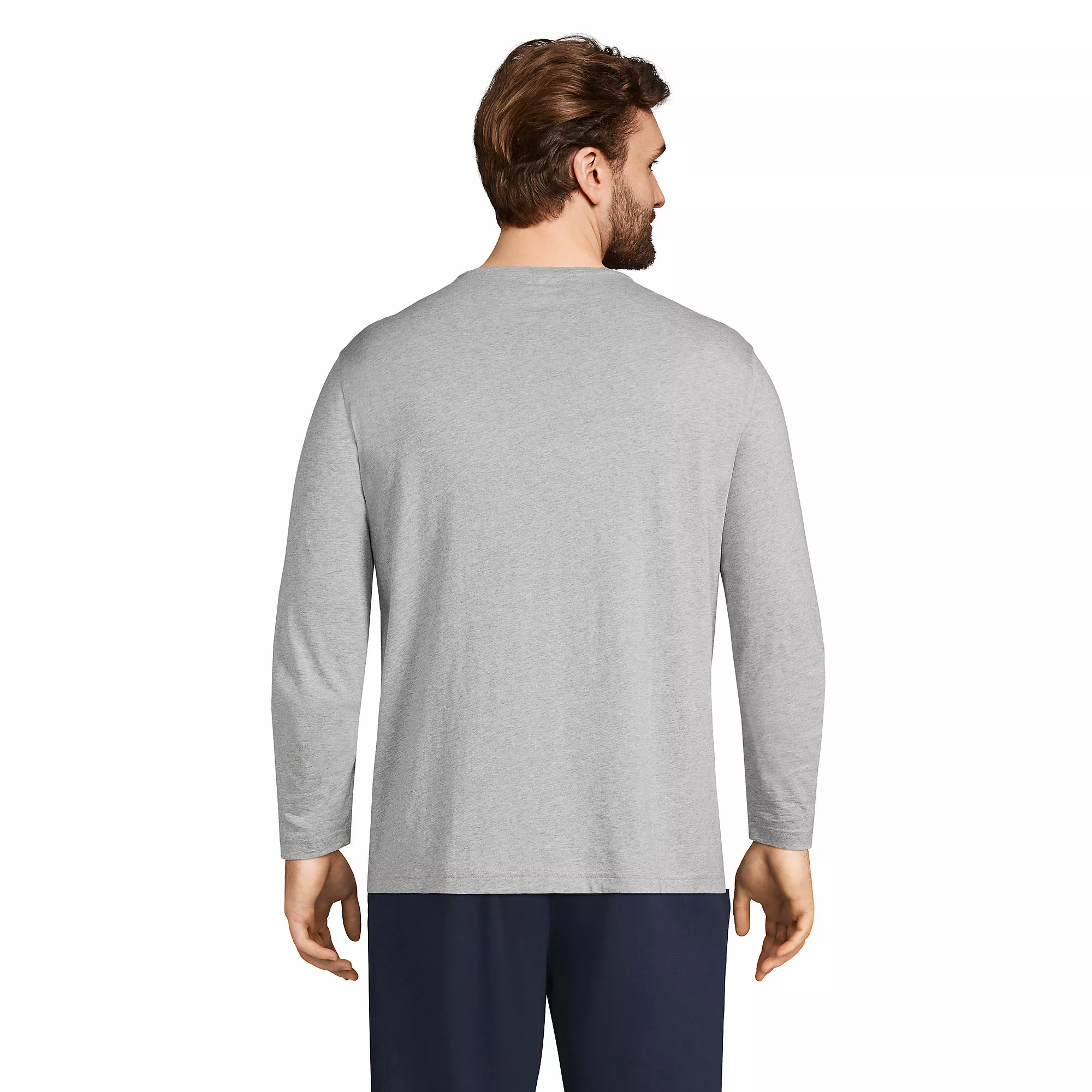 Lands' End Men's Big And Tall Supima Jersey Long Sleeve Henley - Image 2