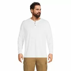 Lands' End Men's Big And Tall Supima Jersey Long Sleeve Henley
