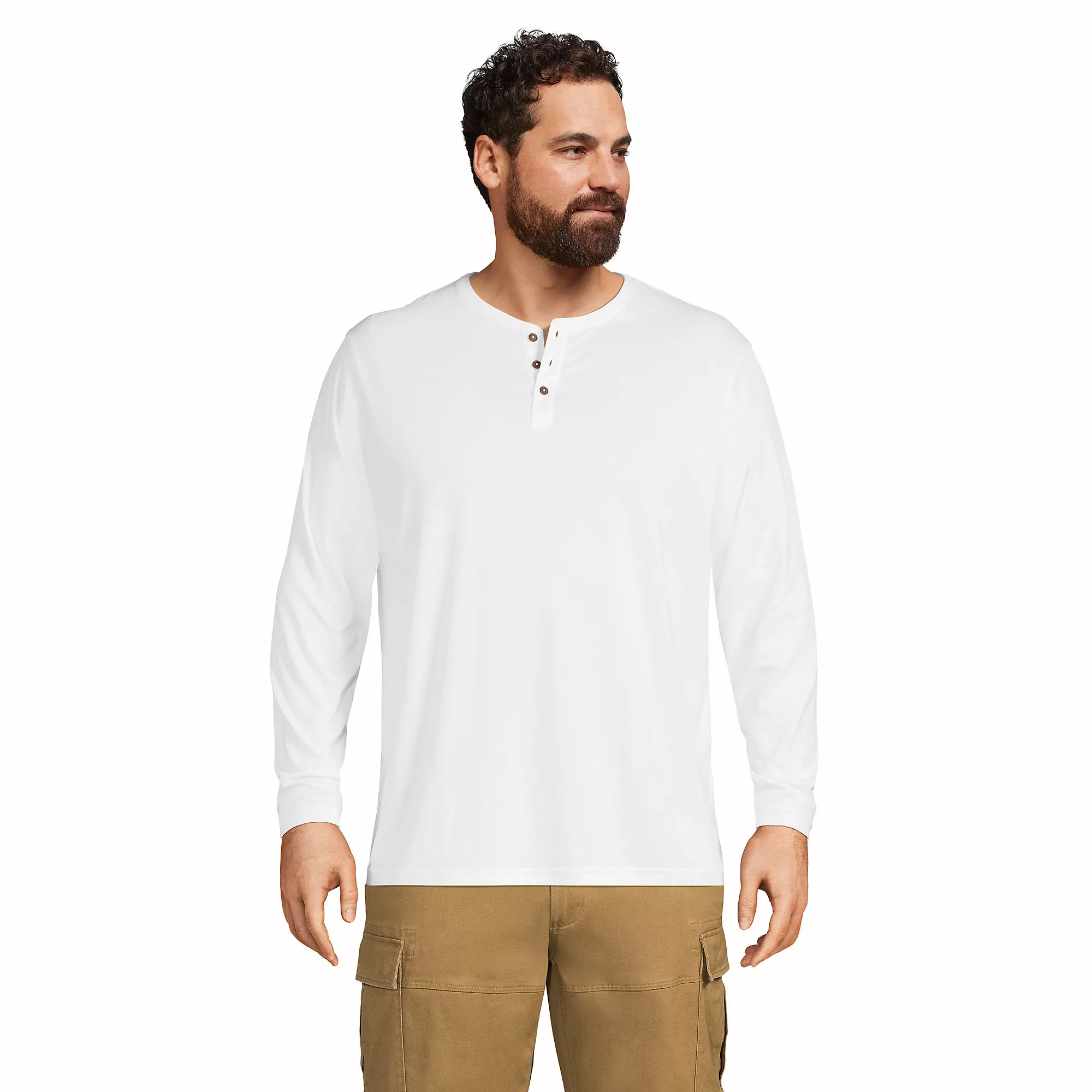 Lands' End Men's Big And Tall Supima Jersey Long Sleeve Henley