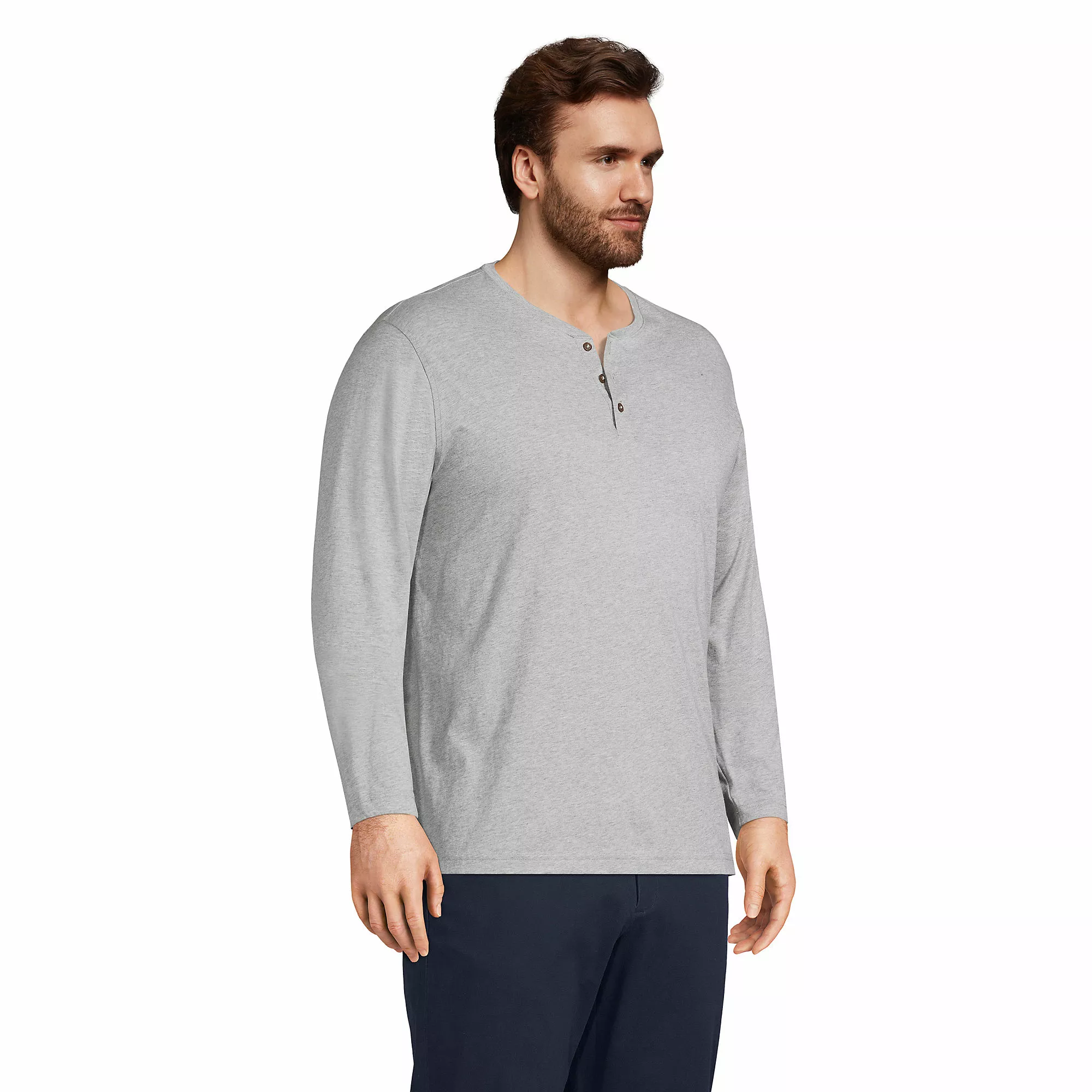 Lands' End Men's Big And Tall Supima Jersey Long Sleeve Henley - Image 3